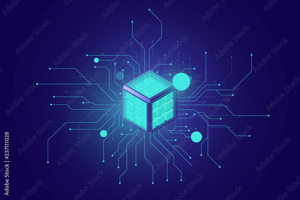 Poster big data, artificial intelligence ai isometric icon, neural network, information processing, cloud t