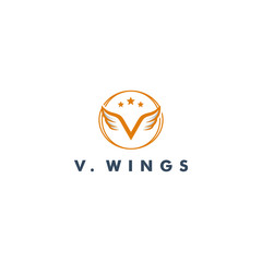 V Letter logo template, wing icon symbol design vector illustration