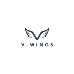 V Letter logo template, wing icon symbol design vector illustration