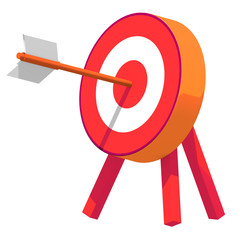 Target with Arrow on Isolated White Background. 3D Render
