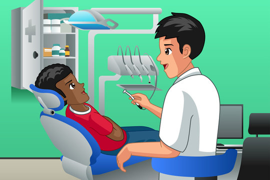 Dentist Checking on a Kid Patient Illustration