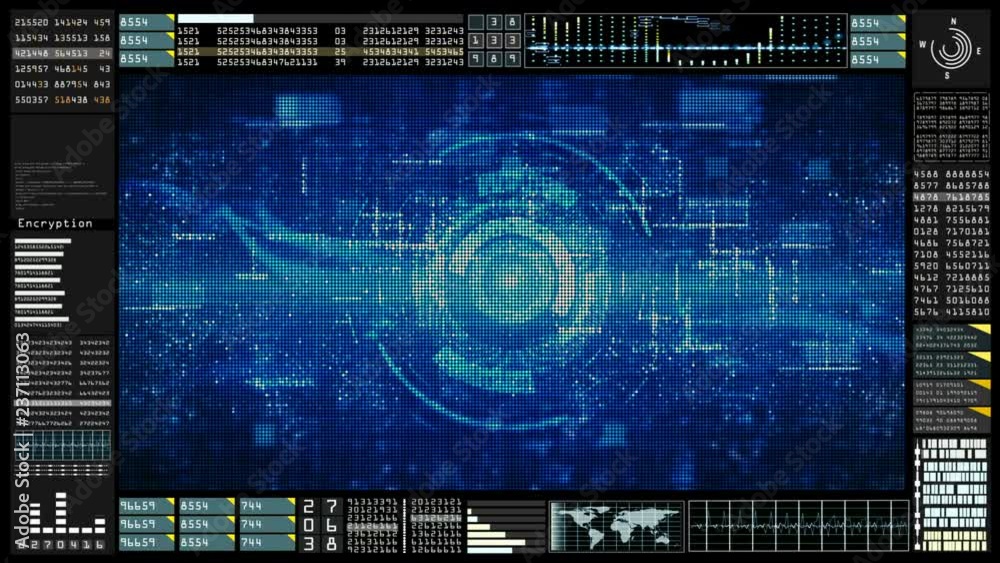 Poster hi-tech hud digital display information holographic background. motion graphics technology concept.