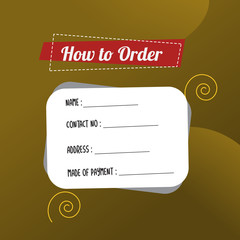 template illustration how to order, format order, Online payment, Payment options, call to action, online shop, social media. Modern design.