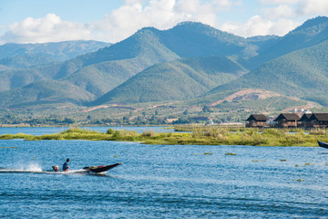 Beautiful landscape of Inle lake the second largest freshwater lake in Myanmar.