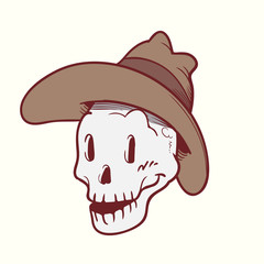 Skull with cowboy hat