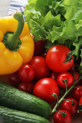 Bright vegetables at the table