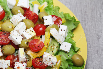 Traditional Greek salad on the plate	