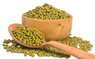 grain of mung bean in cup isolated on white background