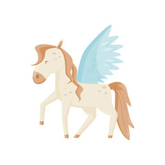 Pegasus winged horse, mythical creature vector Illustration on a white background