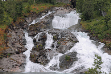 Obraz premium Falls on hillside. Hellesylt, Norway