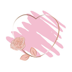 a pencil stroke and a heart-shaped golden frame