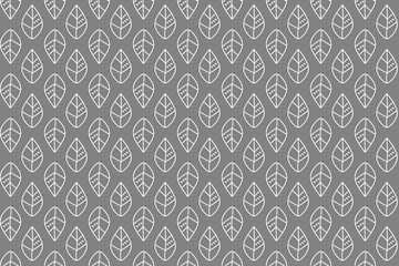 Outline leaves pattern on gray backdrop. Design for wallpaper, fabric, textile, wrapping. Simple background