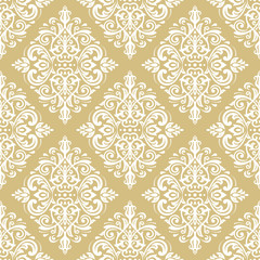 Orient vector classic golden and white pattern. Seamless abstract background with vintage elements. Orient background. Ornament for wallpaper and packaging