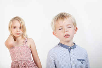 Portrait of a brother and sister in studio