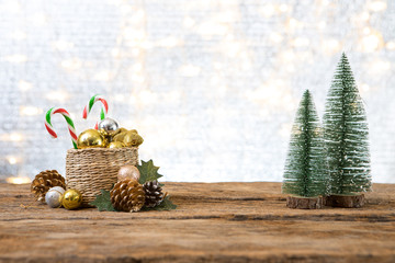 christmas new year  with gift present pine tree background celebrate time of happy special occasion