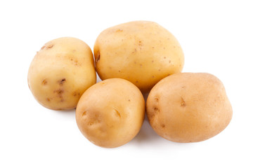 raw yellow potato isolated on white background