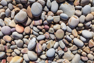 Rounded beach pebbles of all colors, background