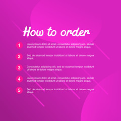 template illustration how to order, format order, Online payment, Payment options, call to action, online shop, social media. Modern design.