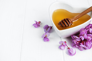 Honey with acacia blossoms