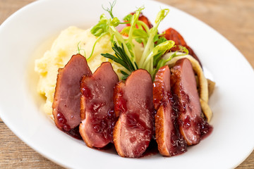 grilled duck breast with sauce