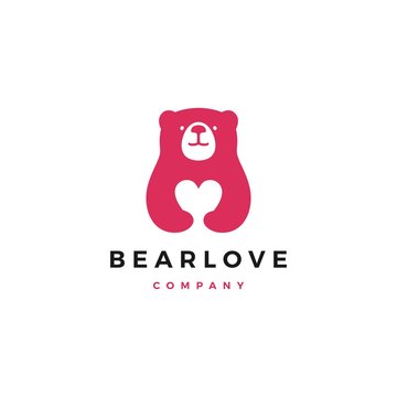 Bear Love Logo Vector Icon Illustration