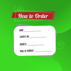 template illustration how to order, format order, Online payment, Payment options, call to action, online shop, social media. Modern design.