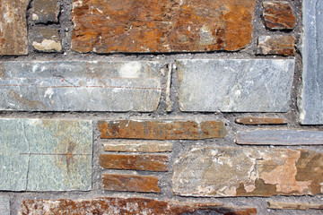 Decorative brick stone wall detail fragment close up 