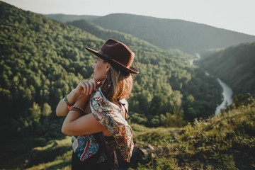Female portrait beautiful boho style. Woman in outdoors © horimono