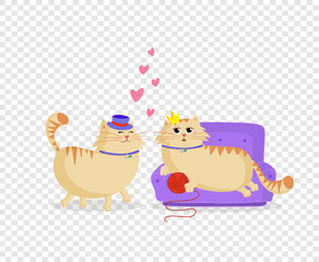 Cute cartoon cats boy and girl in love clip art