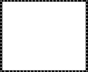 Vector black and white rectangle frame made of dog paw prints copy space