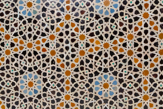 Arabic Floral Seamless Pattern. Traditional Arabic Islamic Background. Mosque decoration element. Fes Morocco