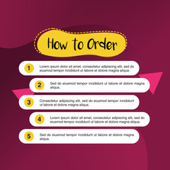 template illustration how to order, format order, Online payment, Payment options, call to action, online shop, social media. Modern design.