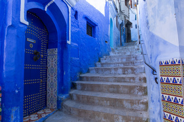 Medina of Chefchaouen, Morocco. Chefchaouen or Chaouen is known that the houses in this city are...