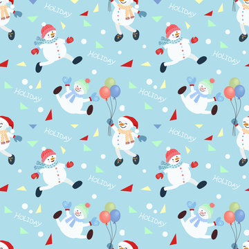 Snowman on holiday pattern