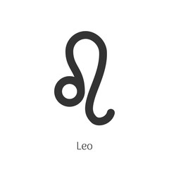 Leo zodiac sign isolated on white background. Star sign for astrology horoscope. Zodiac line stylized symbol. Astrological calendar pictogram, horoscope constellation vector illustration.