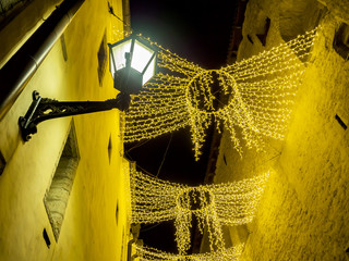 Decorated for Christmas old Street in Tallinn