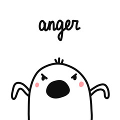 Anger hand drawn illustration with angry marshmallow for prints posters psychology articles psychotherapy seven sins of humanity project