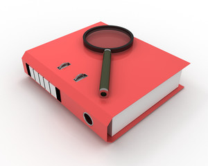 3d folder with documents inside isolated on white background