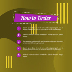 template illustration how to order, format order, Online payment, Payment options, call to action, online shop, social media. Modern design.