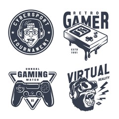 Vintage monochrome video game logos © DGIM studio