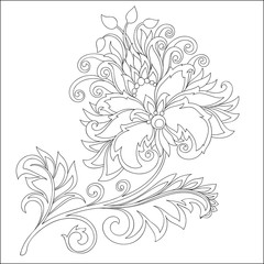 vector contour of fantasy flower with ornaments