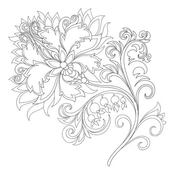 vector contour of fantasy flower with ornaments