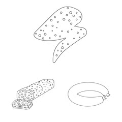 Vector design of meat and ham sign. Set of meat and cooking stock symbol for web.