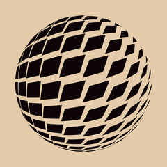 graphic sphere with wave of square pattern in ivory black