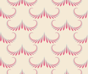 classic style wallpaper tile with leaves curls in soft pink