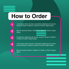template illustration how to order, format order, Online payment, Payment options, call to action, online shop, social media. Modern design.