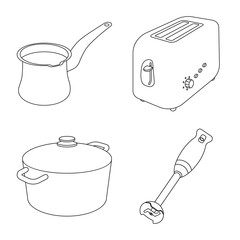Isolated object of kitchen and cook icon. Collection of kitchen and appliance stock vector illustration.