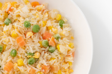 rice fire with vegetable on white plate
