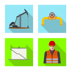 Vector illustration of oil and gas icon. Set of oil and petrol stock symbol for web.