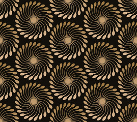 abstract floral seamless pattern in black and gold shades